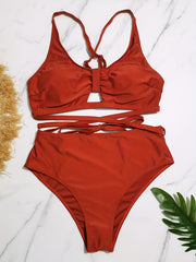 Self-tie Bra & Panty Swimsuit Two Piece Set