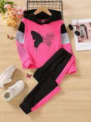 Girls Butterfly Hoodie & Pants Set Casual Outfits Kids Clothing