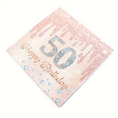 20pcs Rose Golden Cheers To 40 50 60 70 Years Wedding Anniversary Napkins