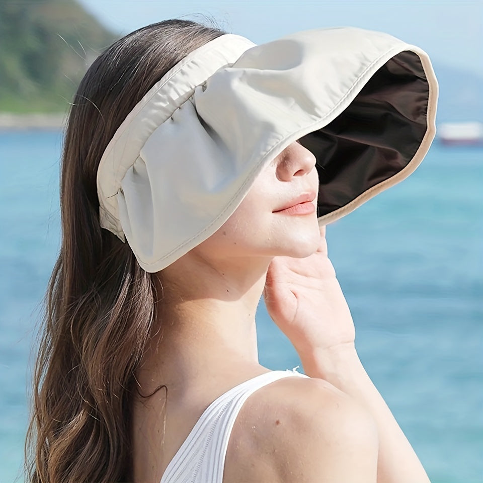 Wide Brim Summer Shell Visors Sun Hat Women Headband
