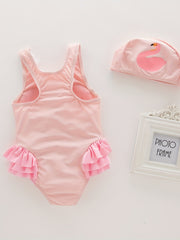 Flamingo Graphic Swimsuit with Swim Hat
