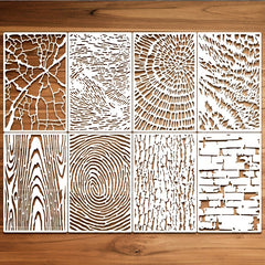 8pcs Abstract Texture Stencils For Painting Wood Grain Crackle Marble Bricks