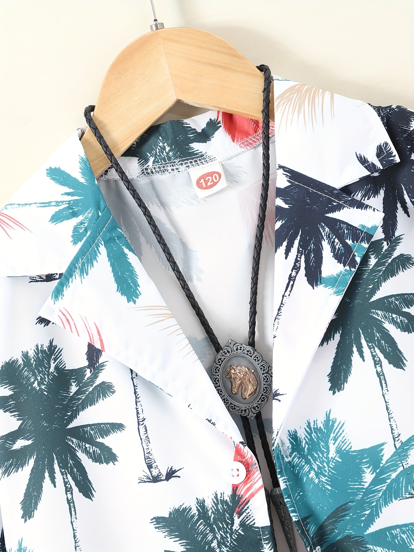 Boys Coconut Tree Print Button Down Shirt