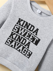 Kid's Thermal Sweatshirt Kinda Sweet Kinda Savage Print Pullover
