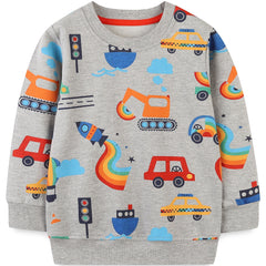 Boys Car Cartoon Print Sweatshirt