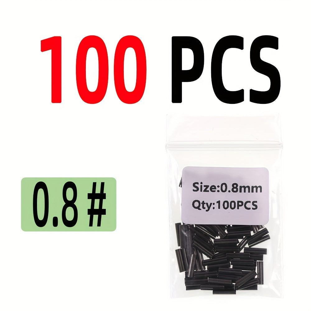 100pcs 6 Sizes Copper Sleeves for Mono Steel Wire Saltwater Fishing Rigs