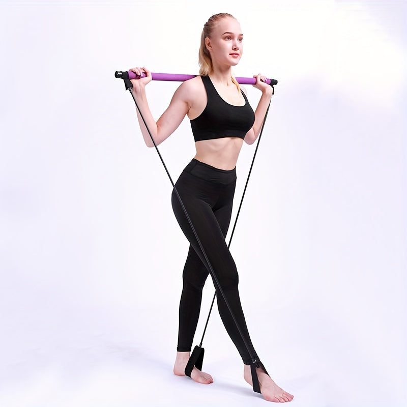 Purple Pilates Tension Band Sticks Fitness Exercise Body Shaping Yoga