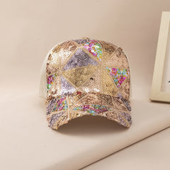 Sequin Sparkly Mesh Trucker Hat Adjustable Baseball Cap Plaid Dad Hats For Women