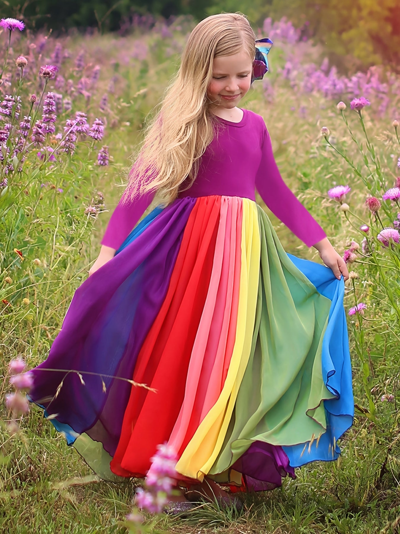Toddler Girls Rainbow Princess Dress Spring Clothes