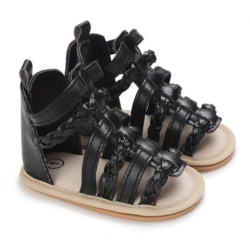 Baby Girls Open Toe Sandals Anti-Skid Soft Sole Strappy Sandals