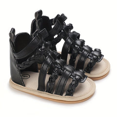 Baby Girls Open Toe Sandals Anti-Skid Soft Sole Strappy Sandals