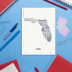 Florida State Letter Map Sticker Kids Room Wall Poster