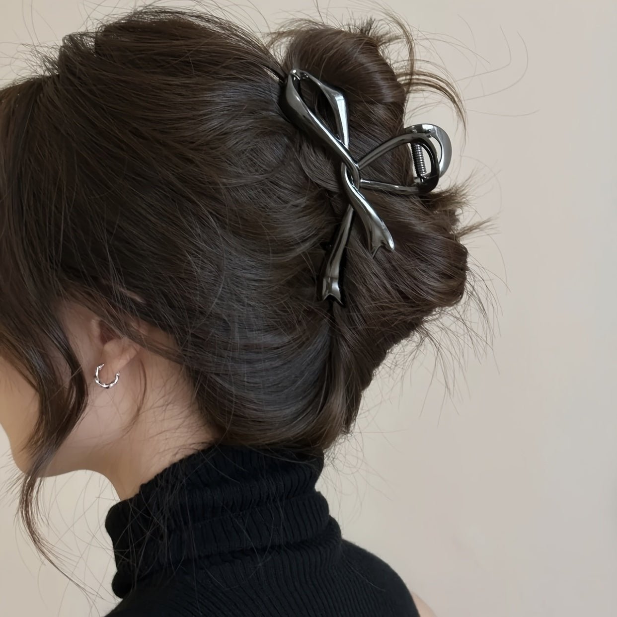 Minimalist Bow Ribbon Hair Claw Clip Non-slip Metal Hair Clip Women Girls