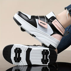 Girl's Detachable Wheel Skate Sneakers with Hook & Loop Fastener