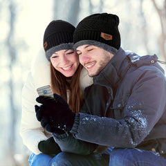 Winter Warm Velvet Knitted Beanies Scarves Neck Warmers Set