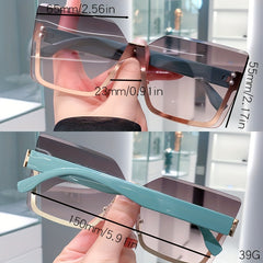Oversized Ombre Sunglasses Square Rimless UV400 Sun Shades