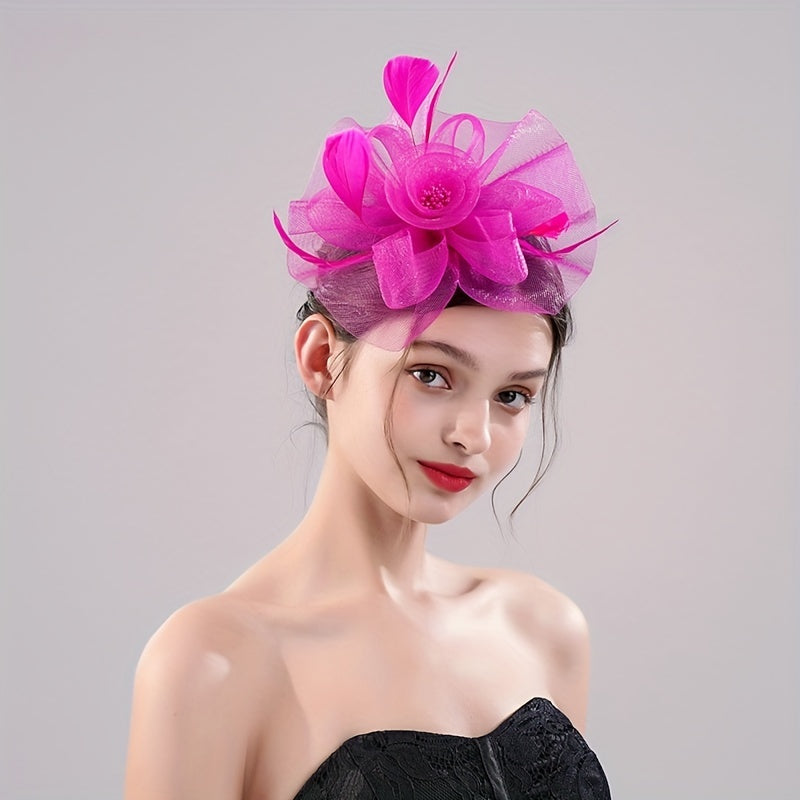 Mesh Flower & Feather Headpiece Hair Accessory