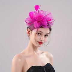 Mesh Flower & Feather Headpiece Hair Accessory