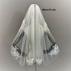 Ivory Lace Flower Wedding Veil Bridal Hair Accessories