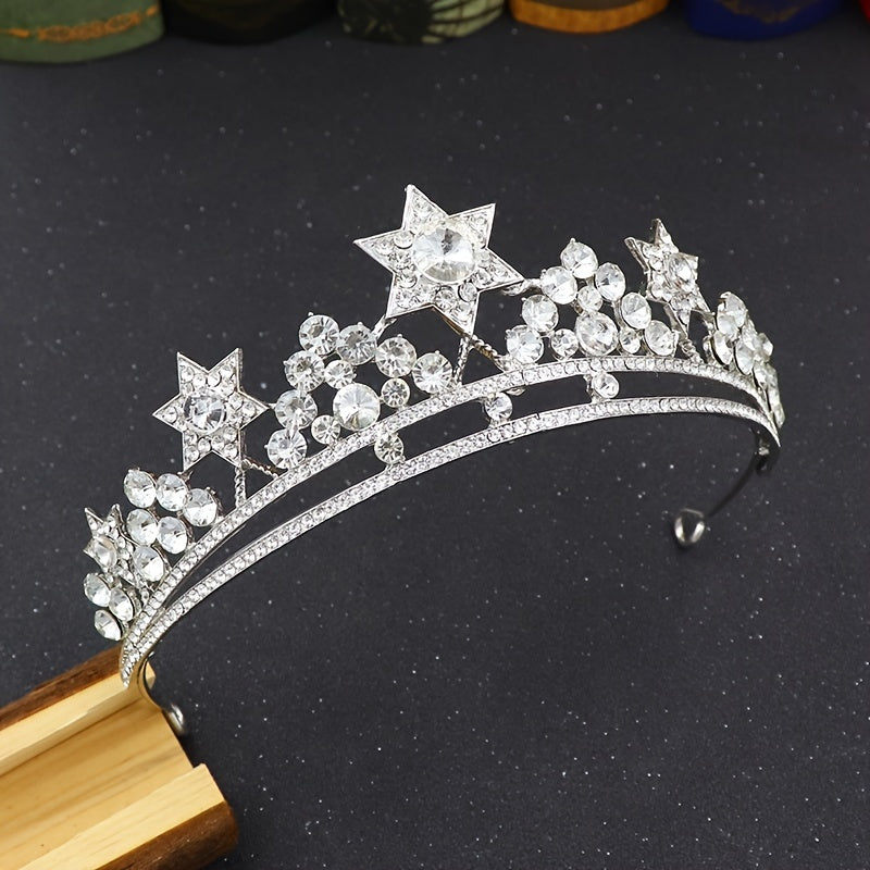 Alloy Rhinestone Crown Hairband Headband for Princess Tiara