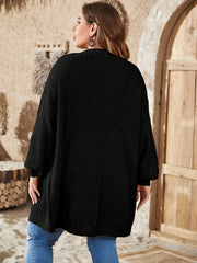 Solid Knit Open Front Cardigan Long Sleeve Sweater