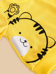 Boys Cartoon Print Sweatshirt Top Trousers Set Toddler Baby Outfit