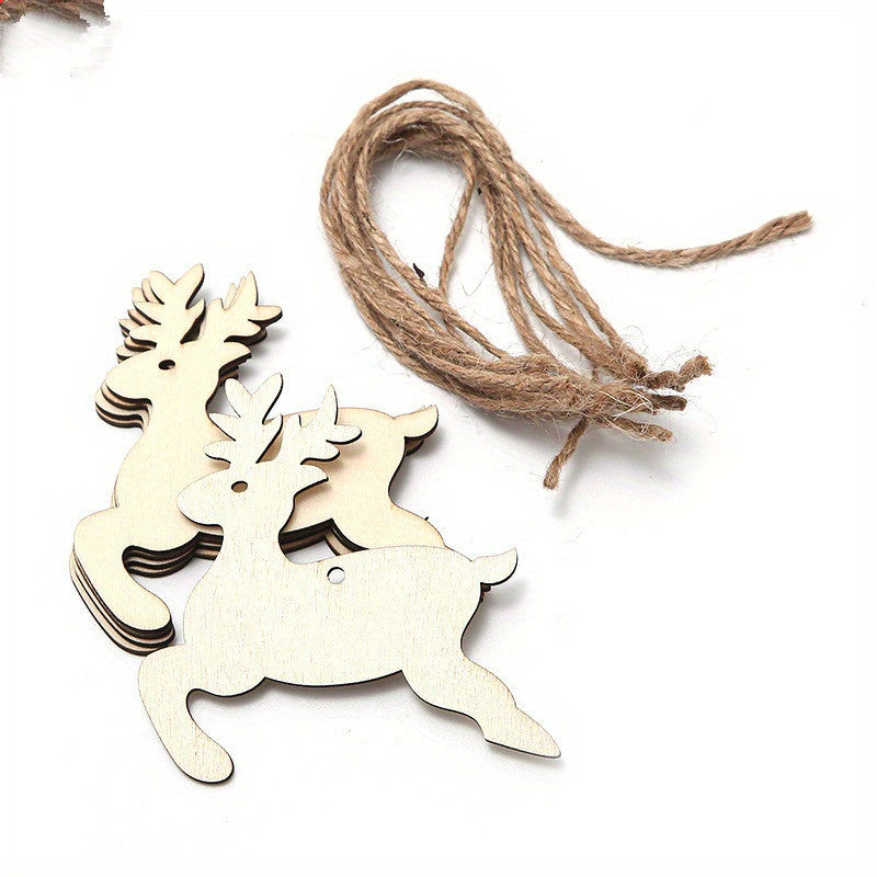 10pcs Wooden Crafts Christmas Snowflake Small Pendant DIY Wooden Chip