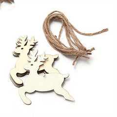 10pcs Wooden Crafts Christmas Snowflake Small Pendant DIY Wooden Chip