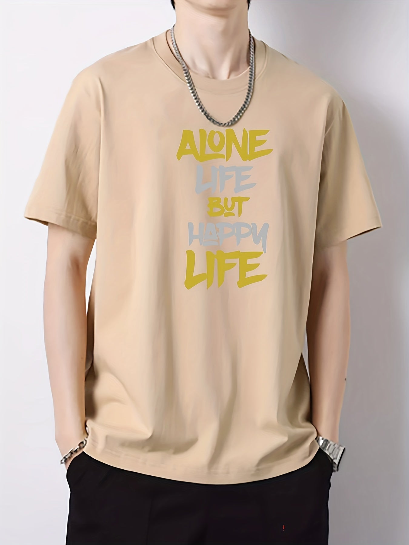 Men's Cotton Letter Print Active T-Shirt