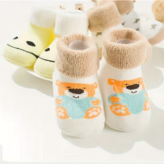 5 Pairs Baby Girls Cartoon Pattern Socks - Winter Toddler Floor Socks