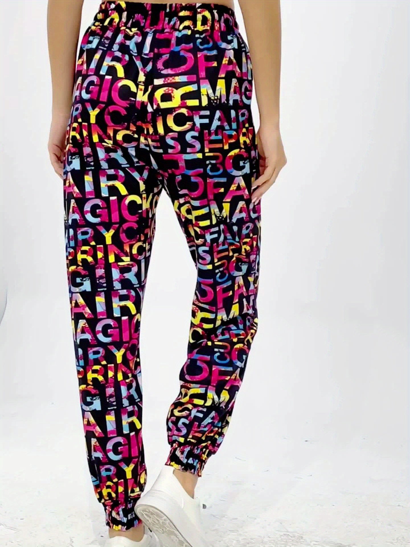 Women's Letter Print Sports Pants Drawstring Elastic Waist Jogging Pants