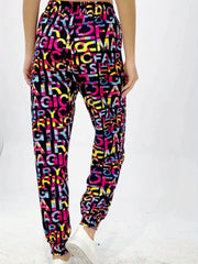 Women's Letter Print Sports Pants Drawstring Elastic Waist Jogging Pants