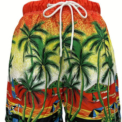 Coconut Tree Beach Pattern Men's Swim Trunks Quick Dry Beach Shorts