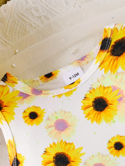 Sweet Floral Print Sleeveless Puffy Dress for Toddler Girls