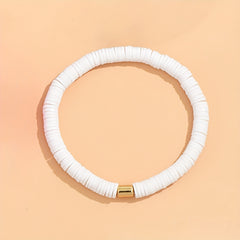 6 Pcs Soft Pottery Beaded Bracelet Set for Summer Beach