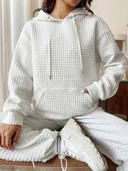 Casual Hoodie & Pants Set w/ Kangaroo Pocket, Drawstring - Women