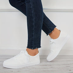 Women's Lace-up Mesh Weaving Sneakers Breathable Platform Shoes