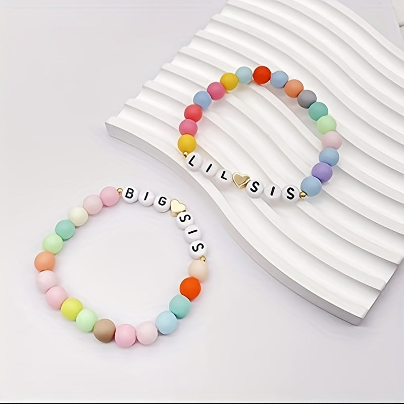 Multicolor Beaded Bracelet for Sisters Clay Girls Accessories