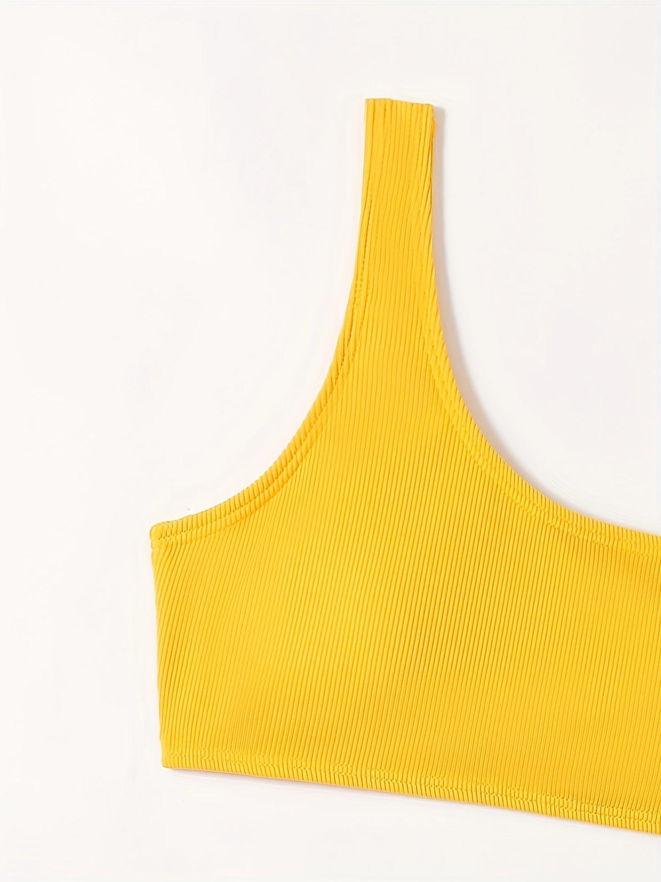 Girl's Ribbed Bikini Set One Shoulder Tank Top & Briefs