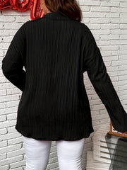 Ribbed Long Sleeve Button-Up Shirt