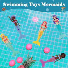 Set of 5 Mermaid Bath Toys - Swim and Dive in Bathtubs, Pools