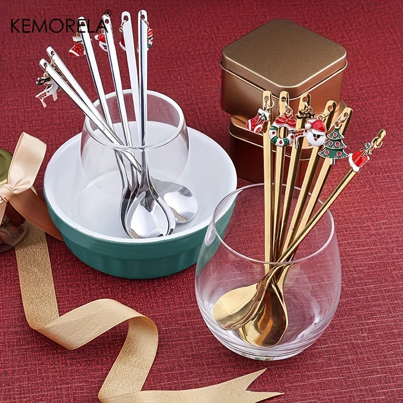 6pcs Christmas Tree Santa Dinnerware Stainless Steel Cutlery Set