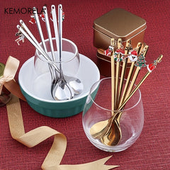 6pcs Christmas Tree Santa Dinnerware Stainless Steel Cutlery Set