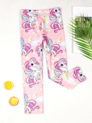 Toddler Girls Unicorn & Rainbow Legging Pants Stretchy Slim Fit