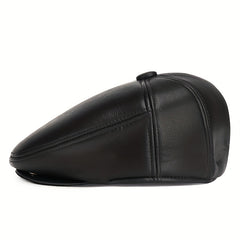 Winter Windproof PU Leather Beret Ear Warmer for Outdoor Cycling Hiking