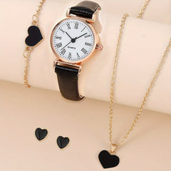 Alloy Round Watch & Heart Jewelry Set Gift for Kids
