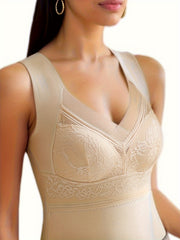 2pcs Thermal V-Neck Tank Top With Built-in Bra Sleeveless Activewear