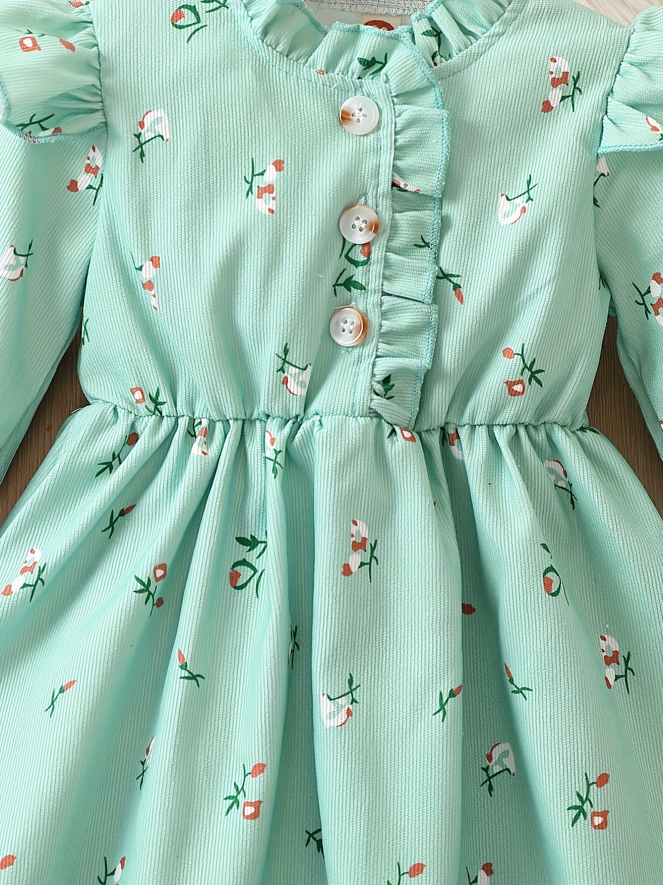 Girls Ruffle Collar Floral Dress And Hat Set