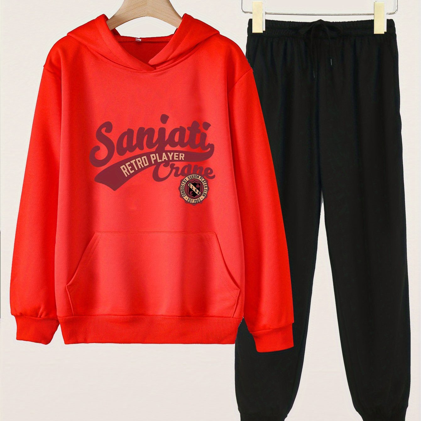2pcs Hoodies With Pocket Jogger Pants Set For Girls Spring Fall