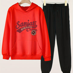2pcs Hoodies With Pocket Jogger Pants Set For Girls Spring Fall